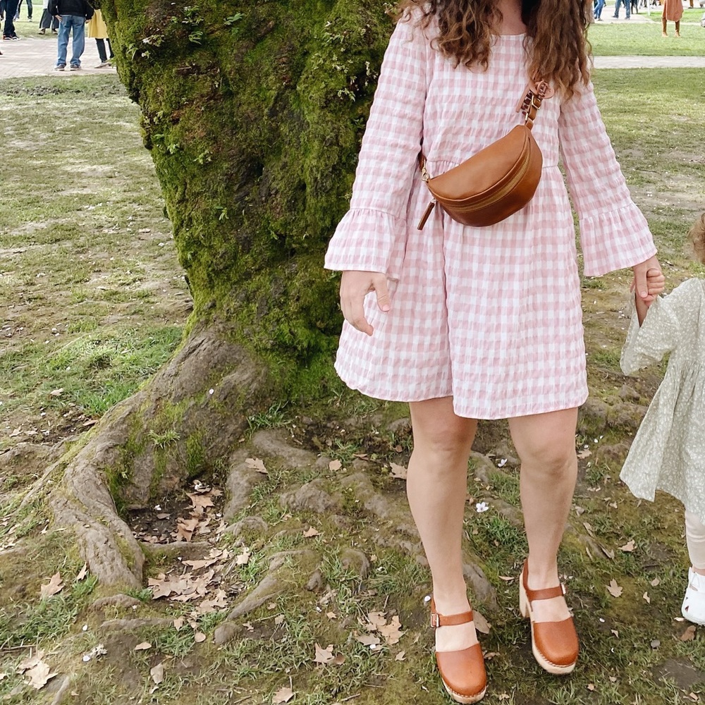Urban Outfitters Seersucker Gingham Mini Dress- pink